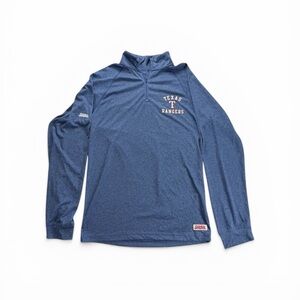 Stitches Navy Texas Rangers Quarter-Zip Pullover